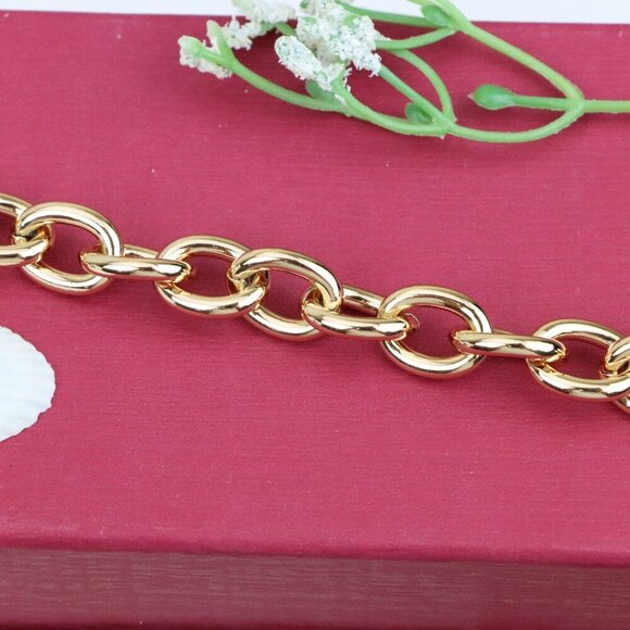 "Bold Oval Link Rose Gold Bracelet in High Quality Gold Plated Brass,XPBL0992 - Picture 10 of 12